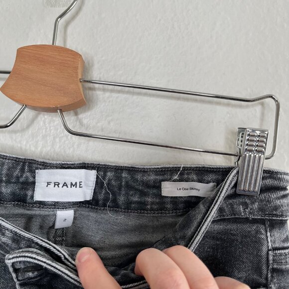 Frame Le One High Waist Crop Skinny Jeans In Hughes Size 2 Gray Denim - Picture 4 of 12